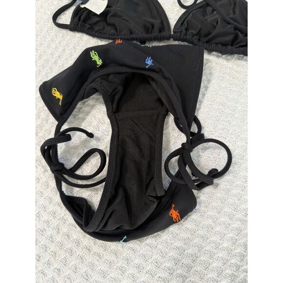 Polo Ralph Lauren Women's Black Icon Pony String Bikini Set Size 6 - Picture 7 of 7